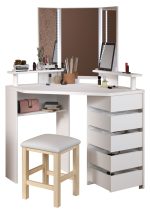 Γωνιακή Τουαλέτα Beauty με Καθρέπτη-Λευκό