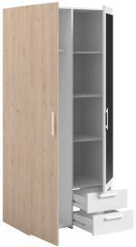 Ντουλάπα Dorm δίφυλλη με καθρέπτη-Φυσικό - Λευκό - Image 6