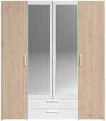 Ντουλάπα Dorm τετράφυλλη με καθρέπτη-Φυσικό - Λευκό - Image 4