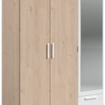 Ντουλάπα Dorm τρίφυλλη με καθρέπτη-Φυσικό - Λευκό