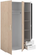 Ντουλάπα Dorm τρίφυλλη με καθρέπτη-Φυσικό - Λευκό - Image 6