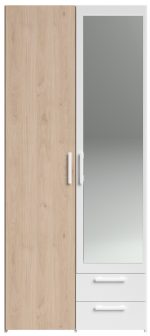 Ντουλάπα Dorm δίφυλλη με καθρέπτη-Φυσικό - Λευκό - Image 4