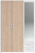 Ντουλάπα Dorm τρίφυλλη με καθρέπτη-Φυσικό - Λευκό - Image 4