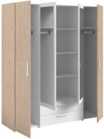 Ντουλάπα Dorm τετράφυλλη με καθρέπτη-Φυσικό - Λευκό - Image 6