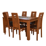 Σετ Τραπεζαρίας από Ξύλο Οξιάς με 6 Καρέκλες & Γυάλινη Επιφάνεια Μοντέρνου Σχεδιασμού