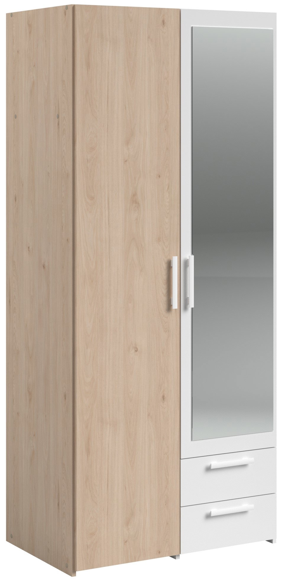 CYCLO 3D Ντουλάπα Dorm δίφυλλη με καθρέπτη-Φυσικό - Λευκό - Image 1