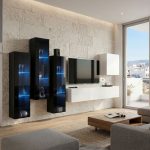 Σύνθετο σαλονιού Swis XIII-Μαύρο - Λευκό