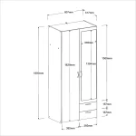 Ντουλάπα Dorm δίφυλλη με καθρέπτη-Φυσικό - Λευκό - Image 3