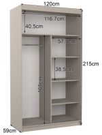 Ντουλάπα Zaist 120 συρόμενη-Γκρεζ - Image 3