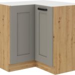 Επιδαπέδιο ντουλάπι γωνιακό Nelor 90x90 DN 2F BB-Γκρι σπέσιαλ - Φυσικό