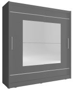 Ντουλάπα Walla συρόμενη-180 x 62 x 200 εκ.-Γκρι - Image 2