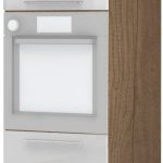 Επιδαπέδιο ντουλάπι φούρνου ψηλό Raval K21-60-2KR-Φυσικό σκούρο - Λευκό γυαλιστερό