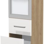 Επιδαπέδιο ντουλάπι φούρνου ψηλό Modena K14-60-2MB-Δρυς - Λευκό γυαλιστερό