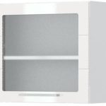 Ντουλάπι κρεμαστό Hudson V5-60-1KS με βιτρίνα-Λευκό - Λευκό γυαλιστερό