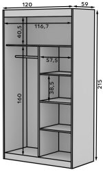Ντουλάπα Zaist 120 συρόμενη-Mauro - Image 2