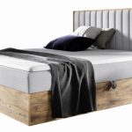 Επενδυμένο κρεβάτι Wood 4-Gkri Anoixto-140 x 200