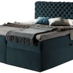 Επενδυμένο κρεβάτι Chesterfield-Petrol-200 x 200