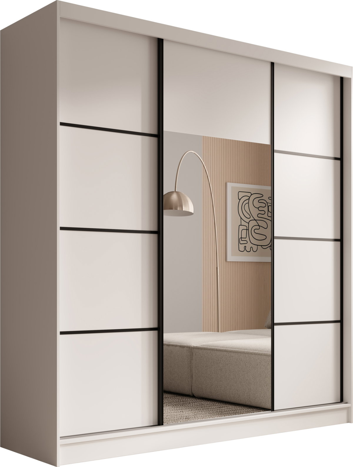 Ντουλάπα Kalli 200 συρόμενη-Leuko-Mauro - Image 1