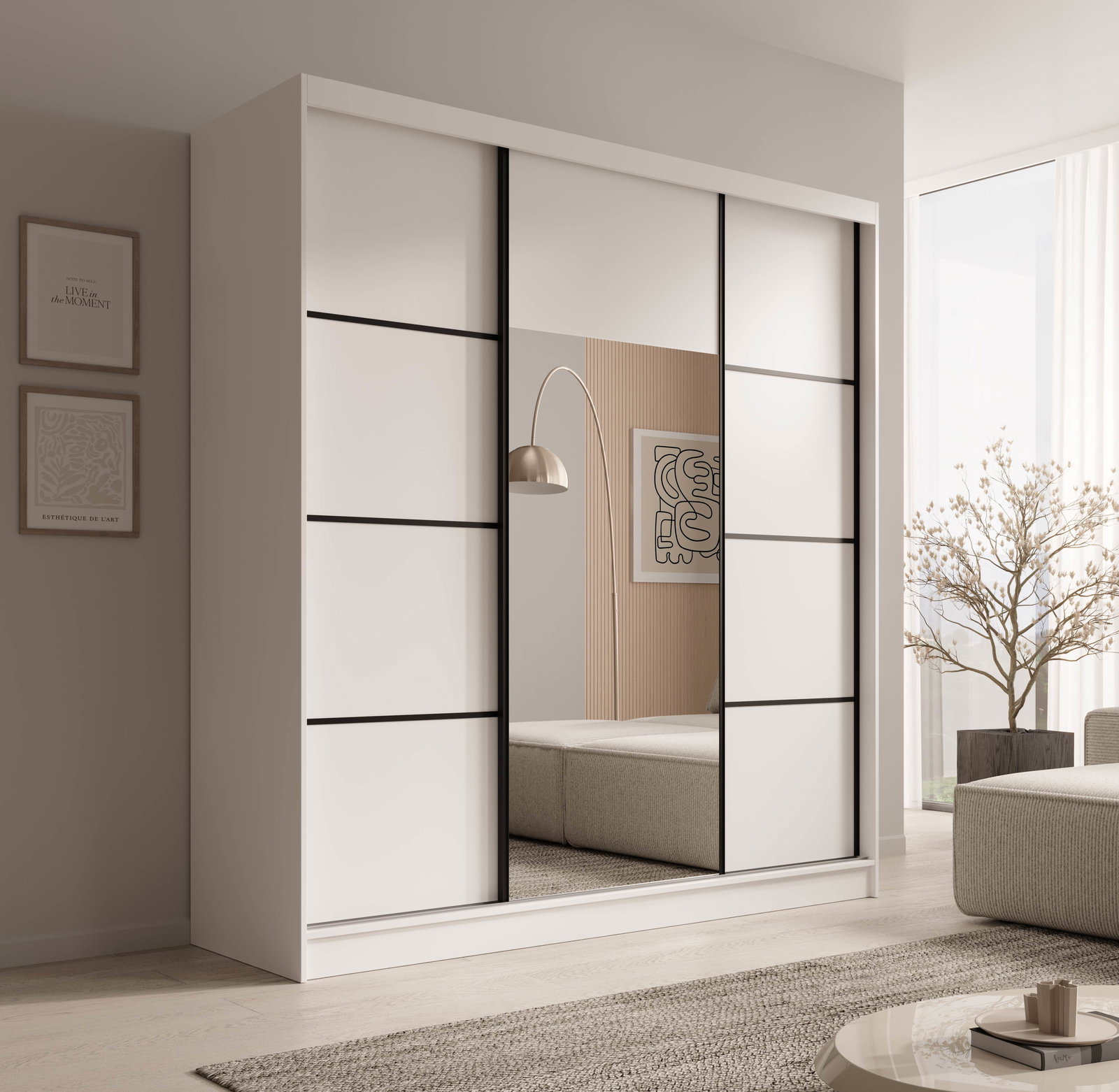 Ντουλάπα Kalli 200 συρόμενη-Leuko-Mauro - Image 2