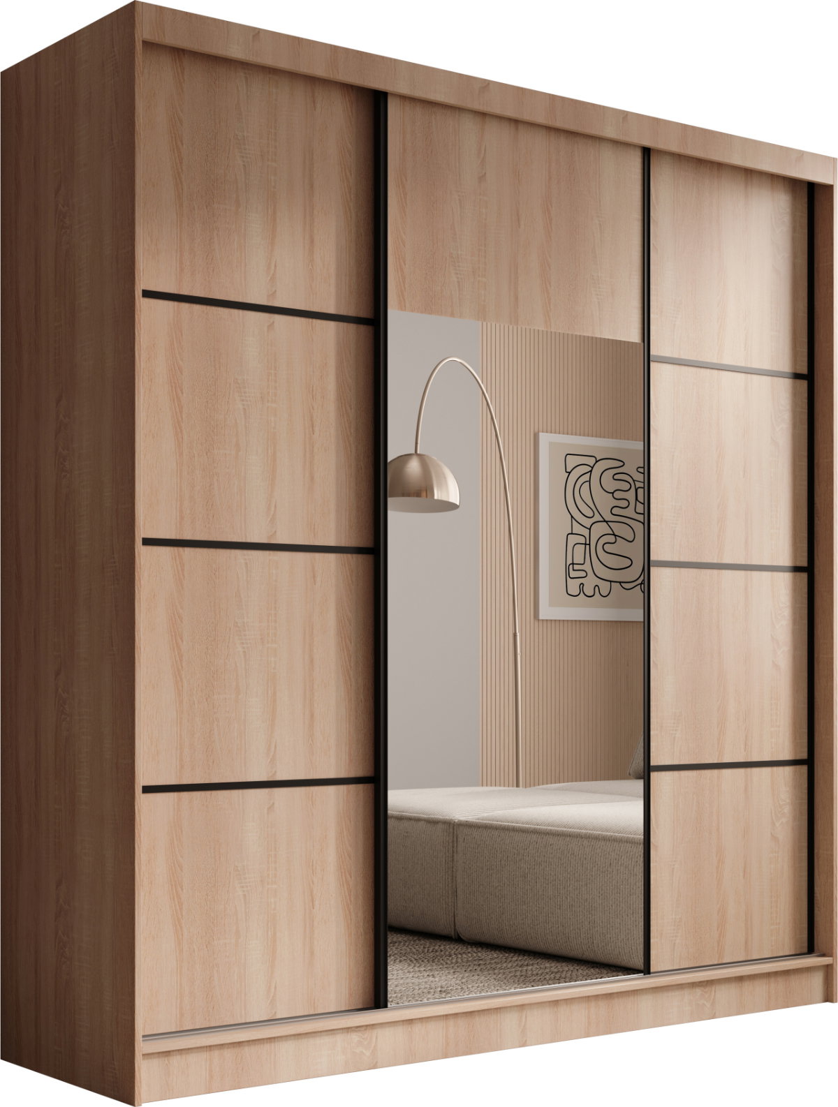 Ντουλάπα Kalli 200 συρόμενη-Sonoma - Mauro - Image 1