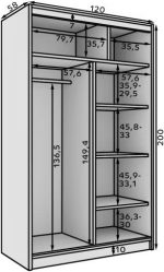 Ντουλάπα Belfast 120 συρόμενη-Leuko - Image 3