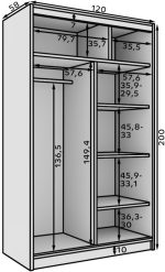 Ντουλάπα Belfast 120 συρόμενη-Leuko-Mauro - Image 3