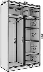 Ντουλάπα Belfast 120 συρόμενη-Mauro - Image 3