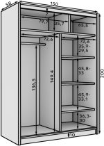 Ντουλάπα Houston 150 συρόμενη-Leuko - Image 3