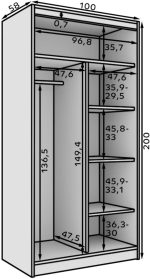 Ντουλάπα Wardis 100 συρόμενη-Leuko-Mauro - Image 3