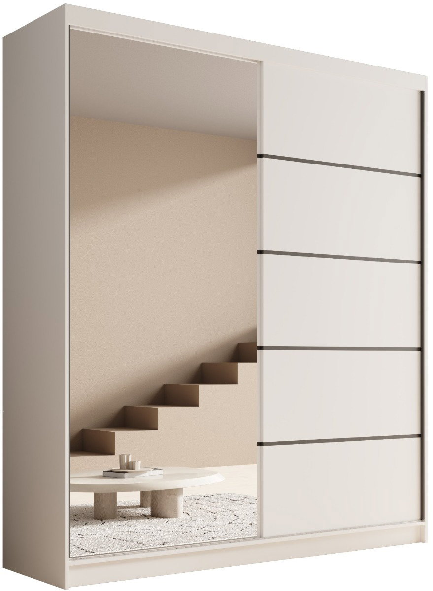 Ντουλάπα Shelvia 180 συρόμενη -Leuko - Image 1