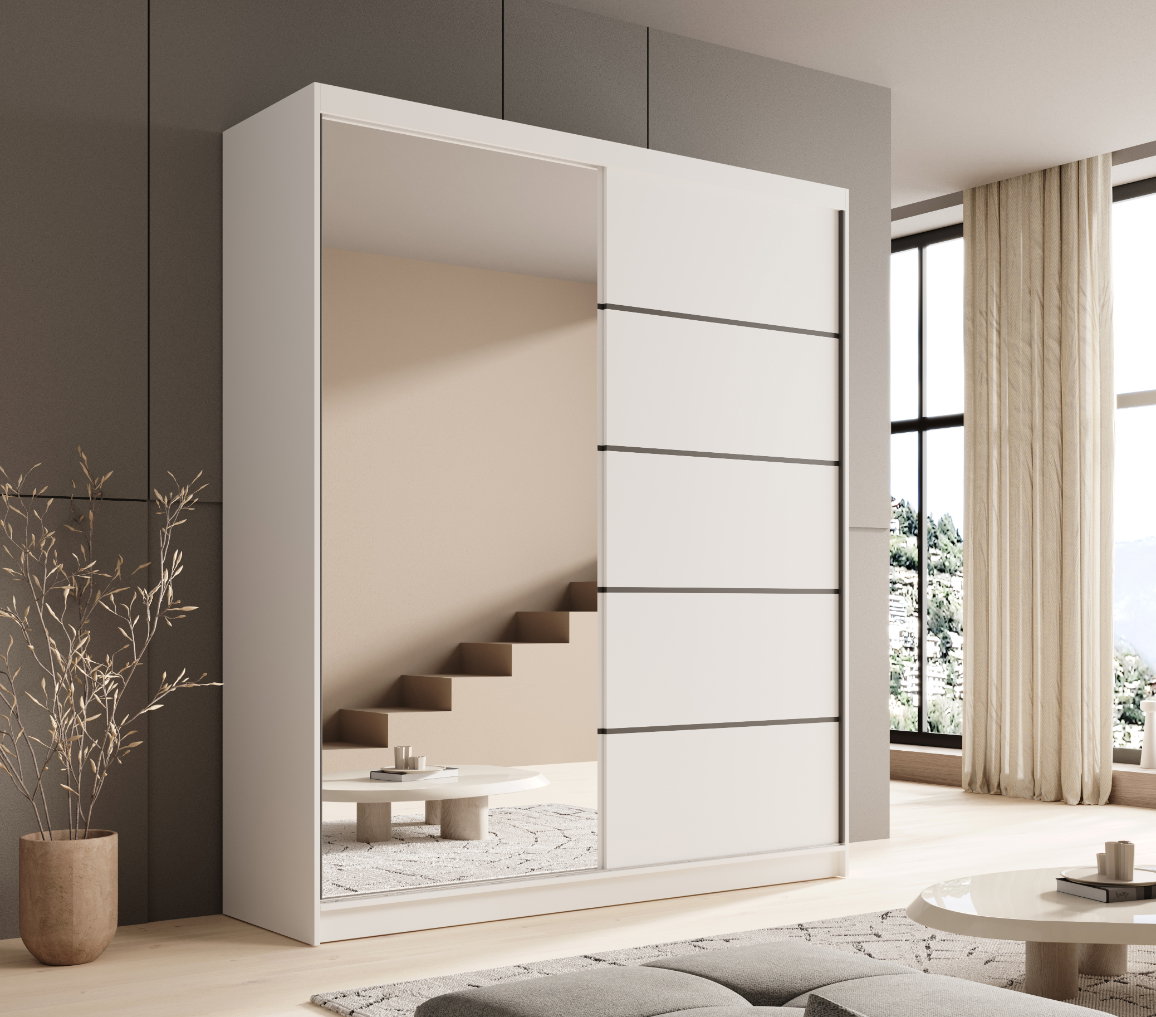 Ντουλάπα Shelvia 180 συρόμενη -Leuko - Image 2