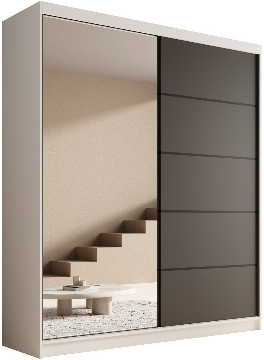 Ντουλάπα Shelvia 180 συρόμενη -Leuko-Mauro - Image 1