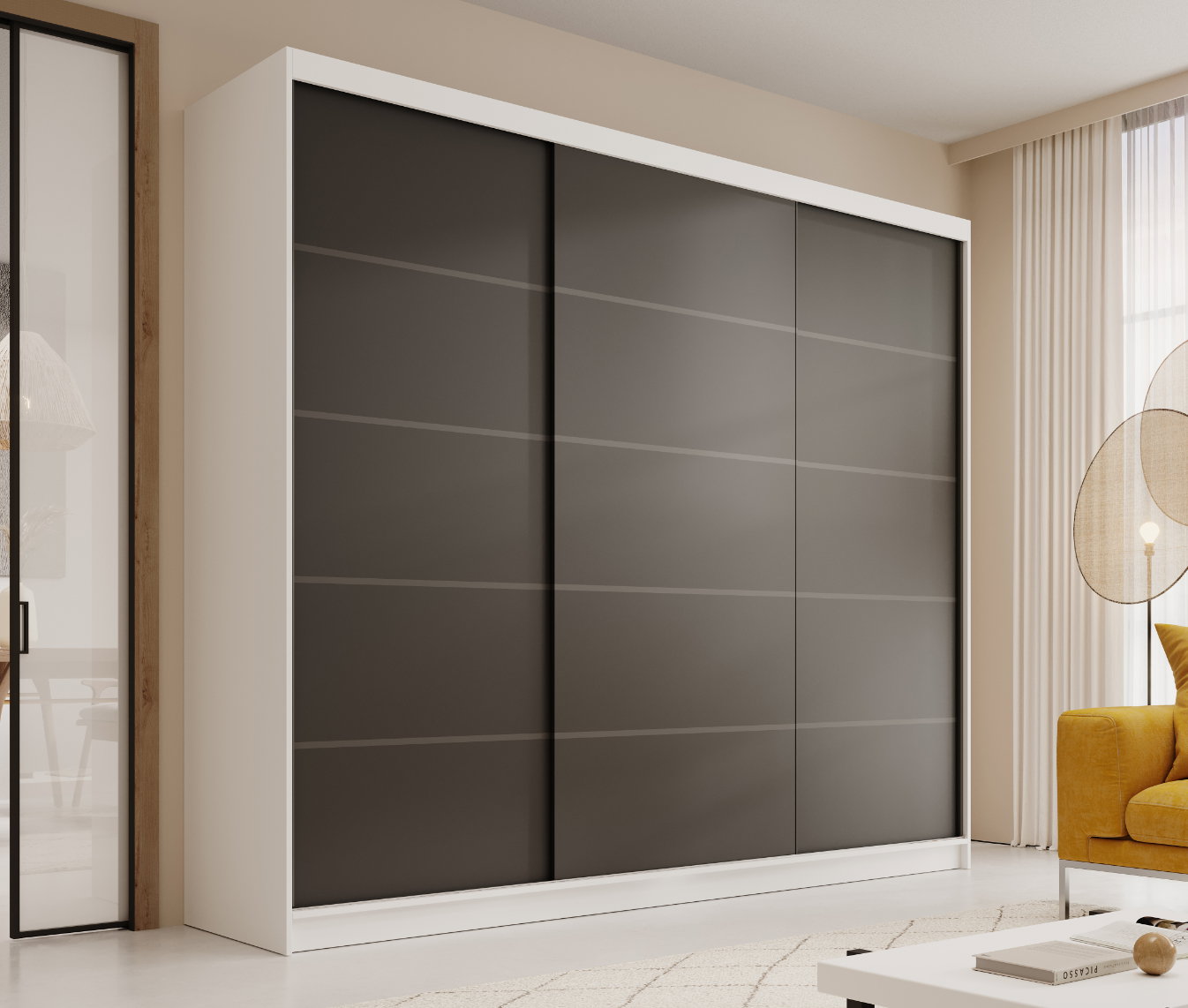 Ντουλάπα Velvora 250 συρόμενη-Leuko-Mauro - Image 2