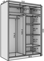 Ντουλάπα Naldo 150 συρόμενη -Mauro-Leuko - Image 3