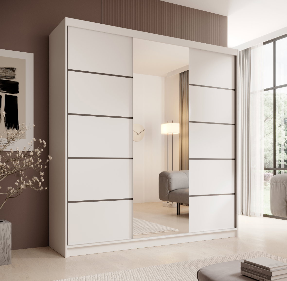 Ντουλάπα Barry 200 συρόμενη-Leuko - Image 2