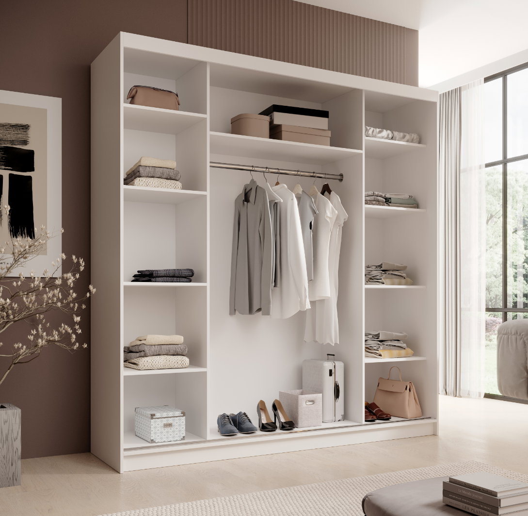 Ντουλάπα Barry 200 συρόμενη-Leuko - Image 5