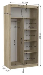 Ντουλάπα Orianno 100 συρόμενη-Fusiko-Leuko - Image 3