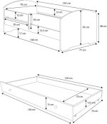 Παιδικό Κρεβάτι Belossi-Λευκό-140 x 70-Χωρίς προστατευτικό - Image 3