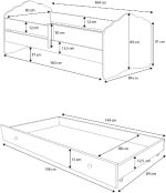 Παιδικό Κρεβάτι Leomari-Λευκό - Καφέ-160 x 80-Με προστατευτικό - Image 3