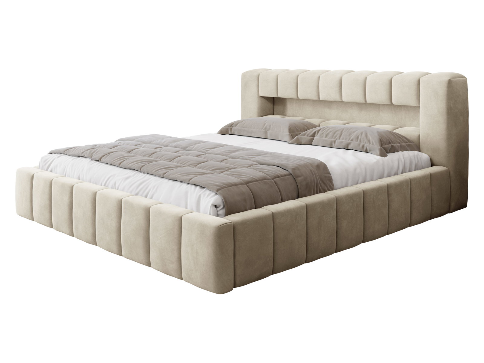 2388pk9xljvu3kore3aklg042y75 Επενδυμένο Κρεβάτι Amaro-Μπεζ-180 x 200 - Image 1