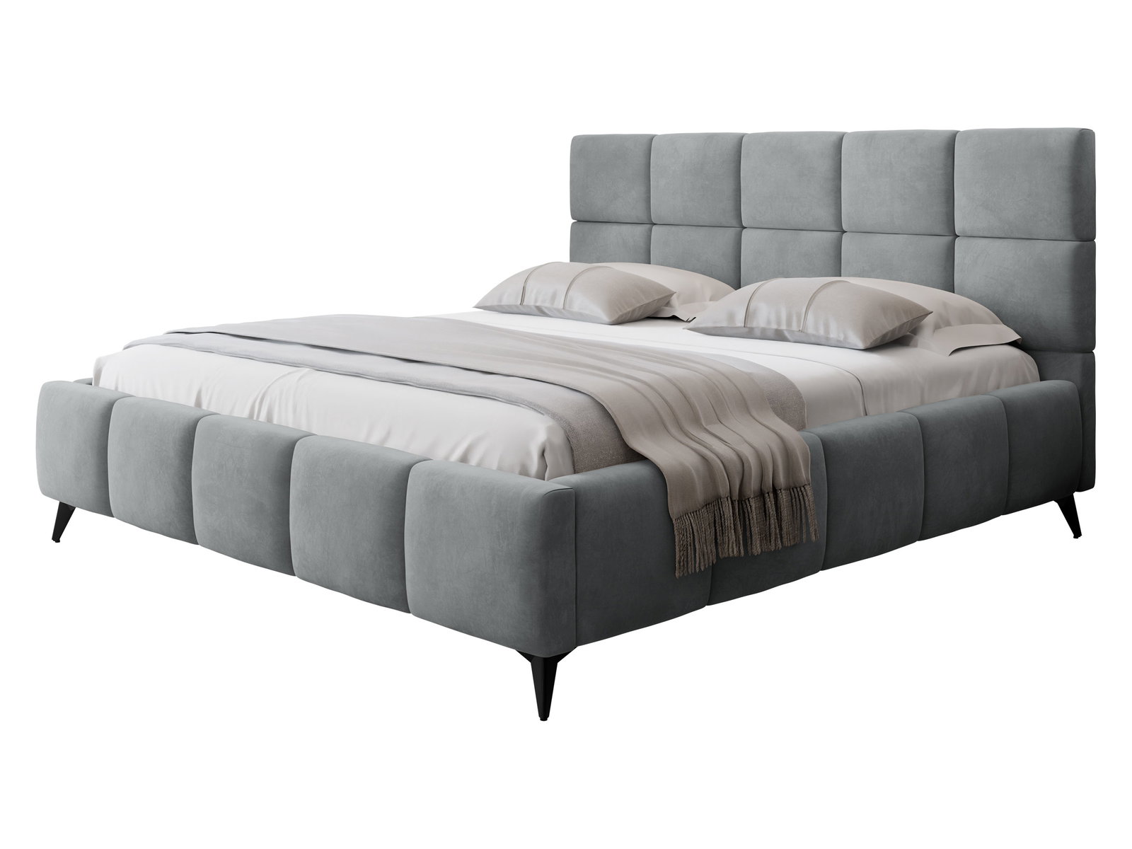 26l097y3681004dyt0j3z9p0q155 Επενδυμένο Κρεβάτι Amber Velluto-Γκρι-180 x 200 - Image 1