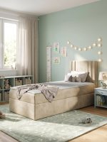 Επενδυμένο κρεβάτι Carmen Mini-Mpez-100 x 200-Deksia - Image 4