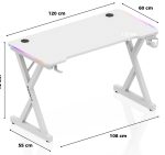 Γραφείο Gaming Hero 2.3 RGB – Λευκό - Image 3