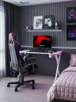 Γραφείο Gaming Hero 2.3 RGB – Λευκό - Image 2