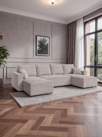 Γωνιακός Καναπές Zyra U-Γκρεζ - Image 2